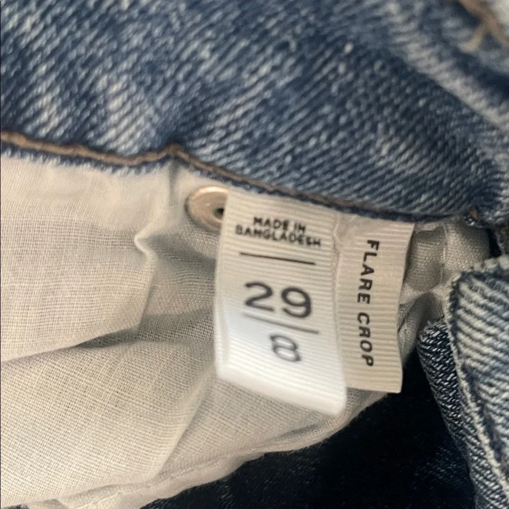 Loft Outlet flare crop blue distressed denim jeans size 29/8 - Picture 4 of 12